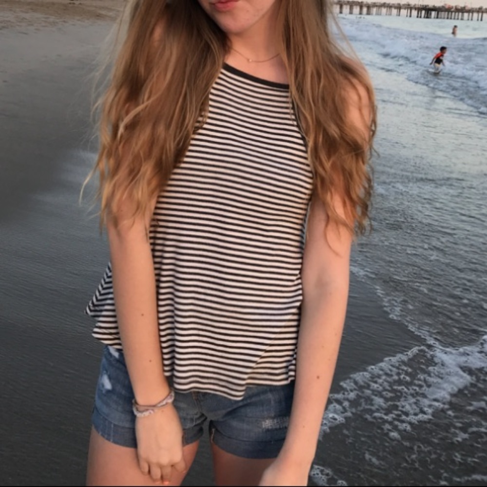 navy blue striped top